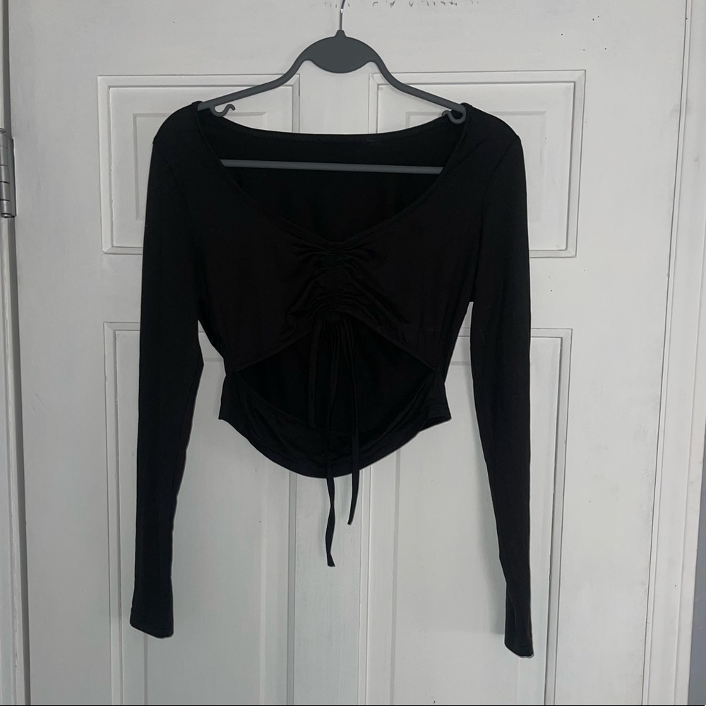 Black Cut-Out Crop Top